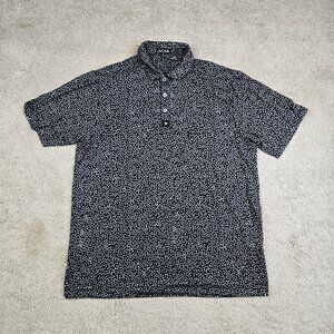 Bad Birdie Polo Shirt Mens XL Black FLoral Polka Dot Golf Performance Active